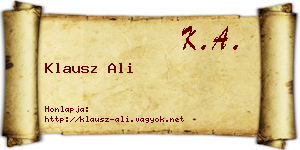 Klausz Ali névjegykártya